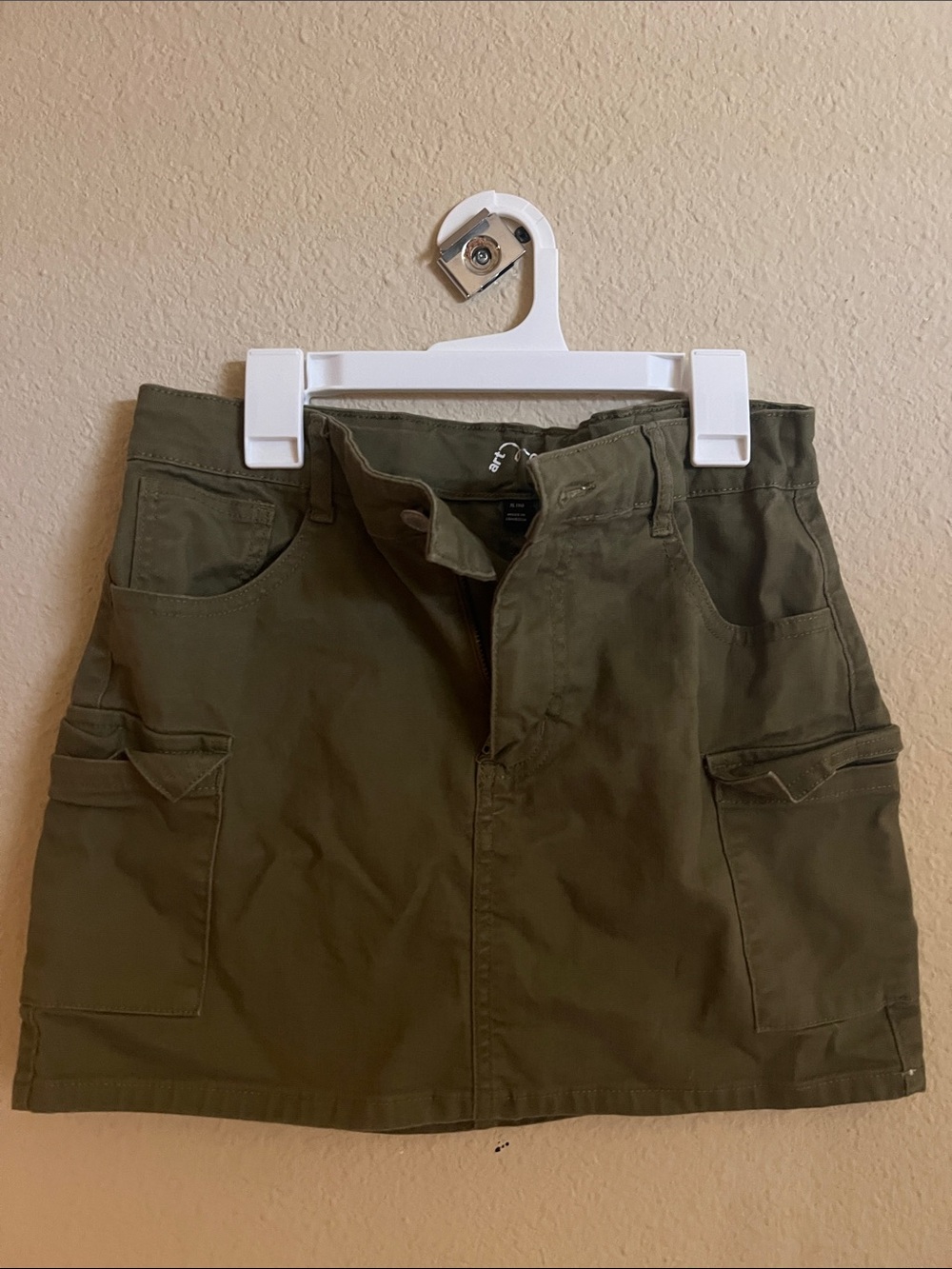 art class Olive Green Cargo Mini Skirt